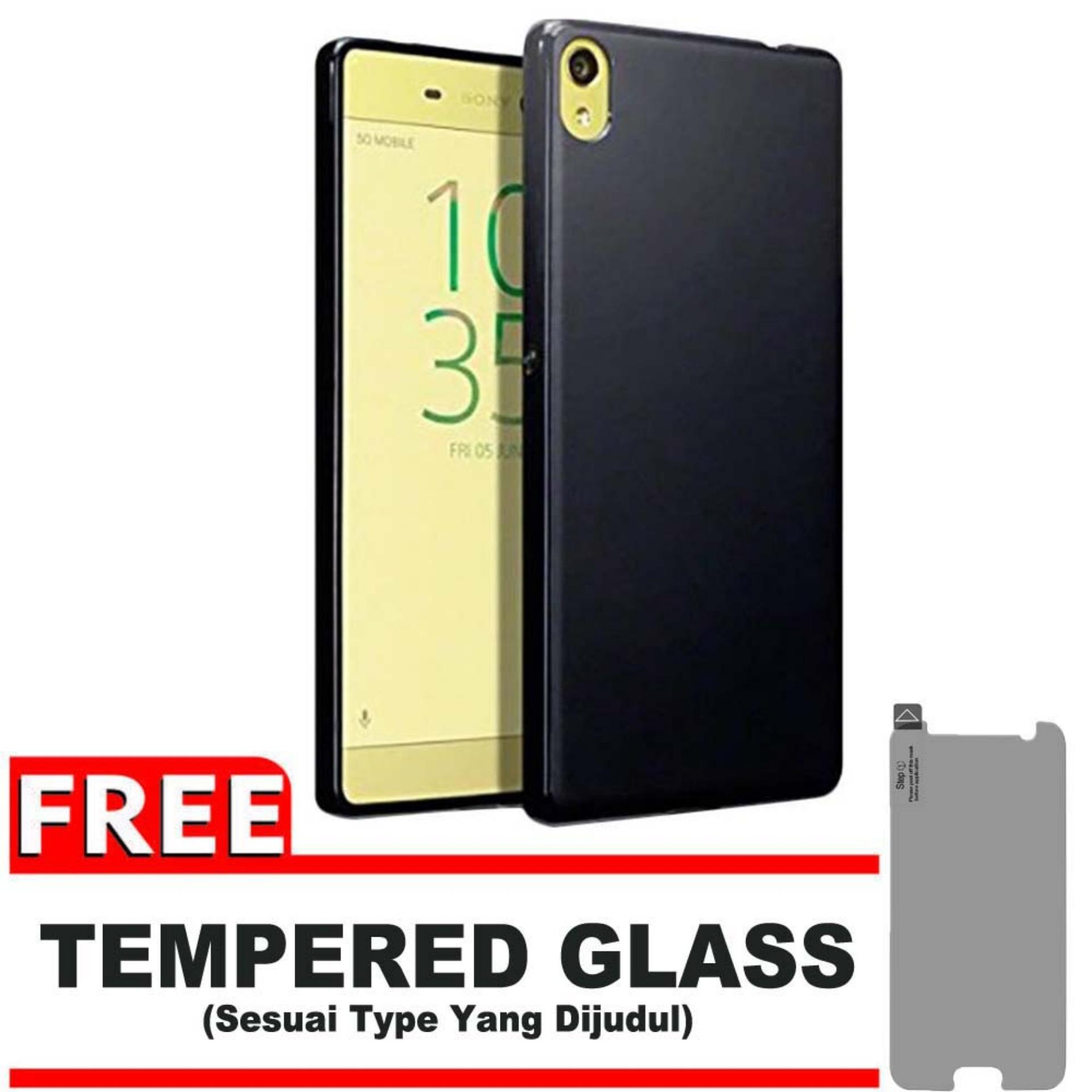 DarkNight for Sony Xperia Experia XA / Docomo / F3111 / F3113 / F3115 / Dual | Slim Case Black Matte Softcase Premium (Anti Minyak/Anti Sidik Jari) - Gratis Free Tempered Glass Prote - Hitam Doff