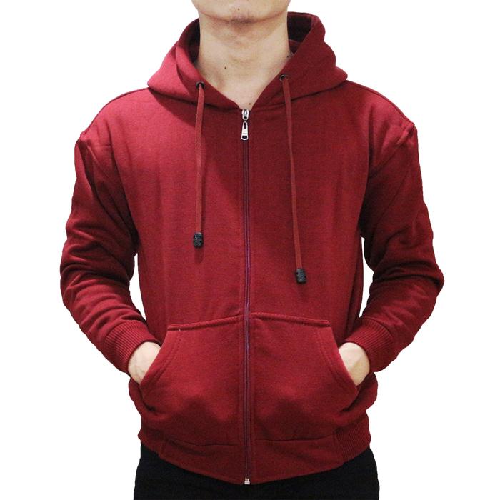 Jaket Sweater Hoodie Pria Zipper Polos Cotton Fleece