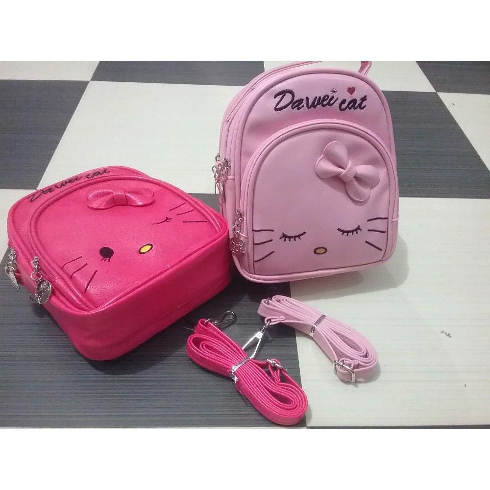 TAS ANAK ANAK HELLO KITTY BISA RANSEL BISA Selempanguk 21X17x8 Cm Di Lapak CHILISHOP BATAM Erlingui