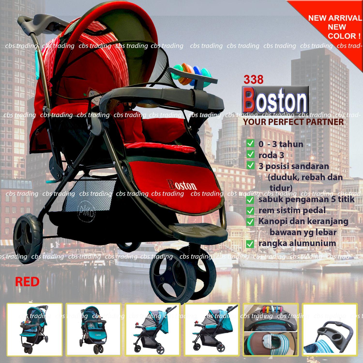 Pliko Stroller Boston S-338 New - Kereta Dorong Bayi - Red 