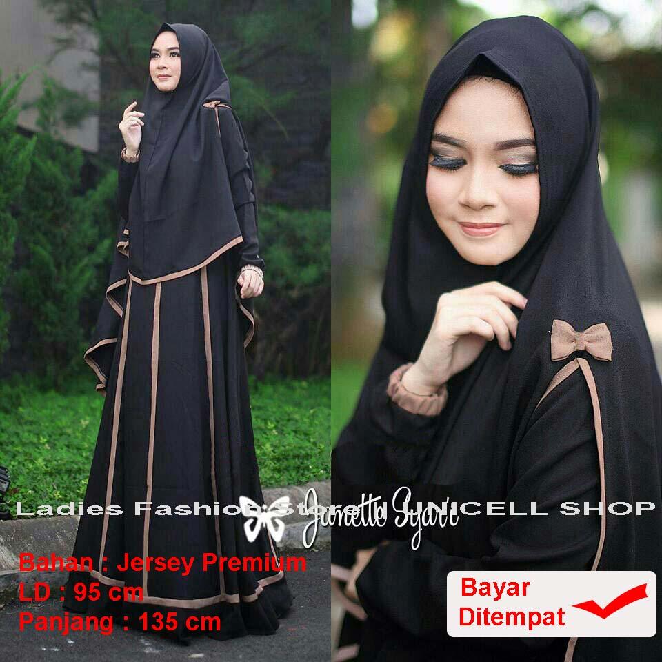 UC Dress Baju Gamis Muslim Imelda / Gamis Muslim Syari Syar'i Fashion Maxi Polos / Syari Simple Elegant / Baju Muslim Wanita (nettaja) SS - Hitam Mo