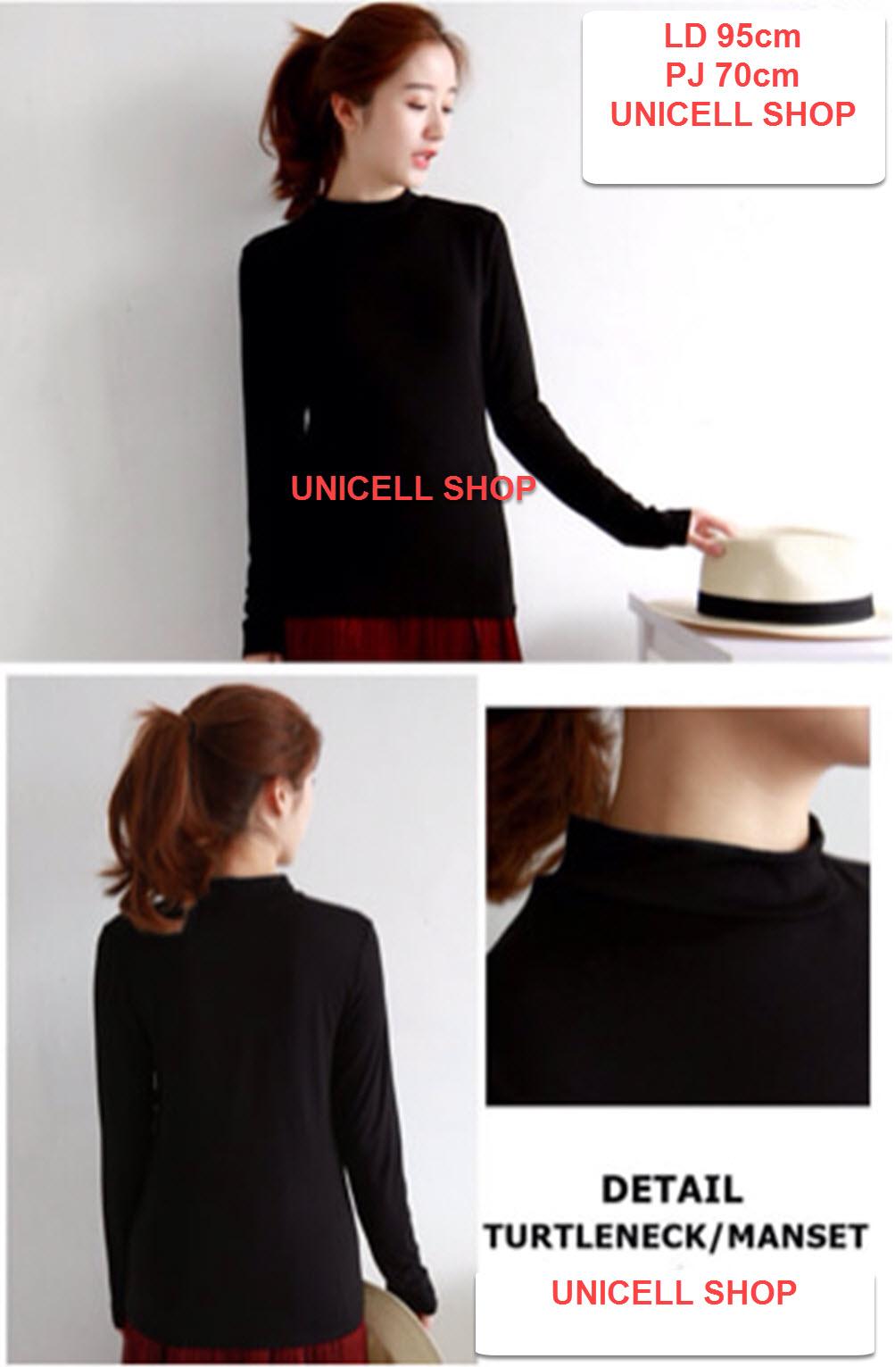 UC Baju Dalaman Maset Polos Kaos Wanita High Neck Lengan Panjang / Baju Wanita / Blouse Korea / Atasan Wanita / Kemeja Wanita / Kemeja Formal / Atasan Muslim / Manset Dalaman Cewek Tunik / Kaos Cewek / Turtle Neck / Baju Santai (Manset) XX - Hitam Putih