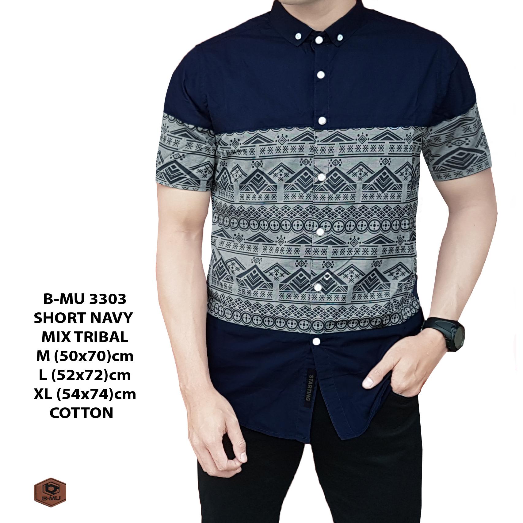 the most - Kemeja Pendek Navy Mix Tribal kemeja santai adem motif bunga nyaman kantor ker ja atasan cowok termurah terlaris beli baju distro bandung
