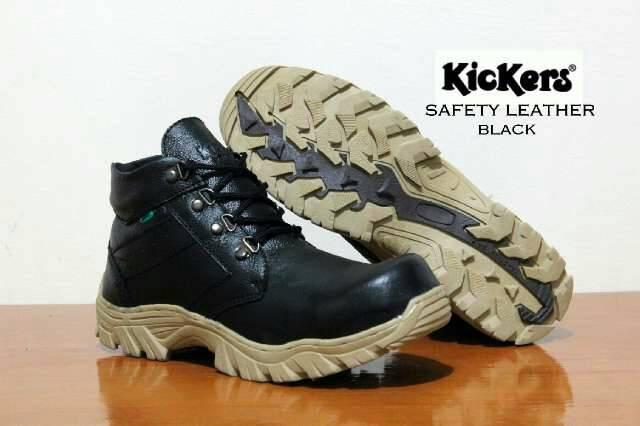Promo SEPATU BOOTS SAFETY KICKER KULIT HITAM DAN COKLAT Fashion murah