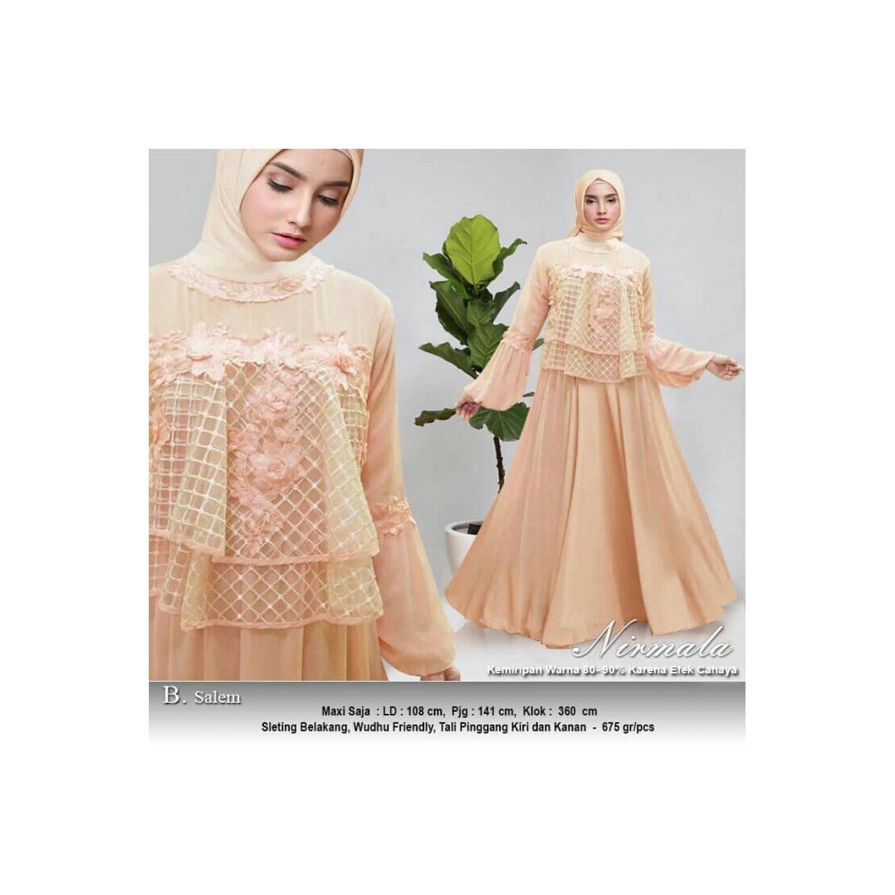 BAJU GAMIS PESTA MUSLIM GAMIS ARISAN Wisuda MEWAH NIRMALA WARNA SALEM