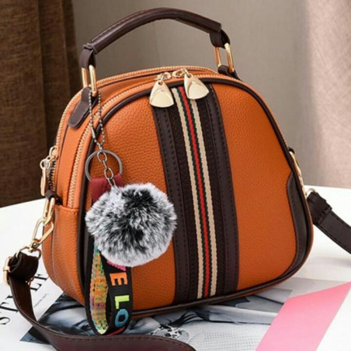 1ST-9911 Koleksi Tas Wanita Import Cantik & Elegant + Free Gantingan Tas Manis - Brown