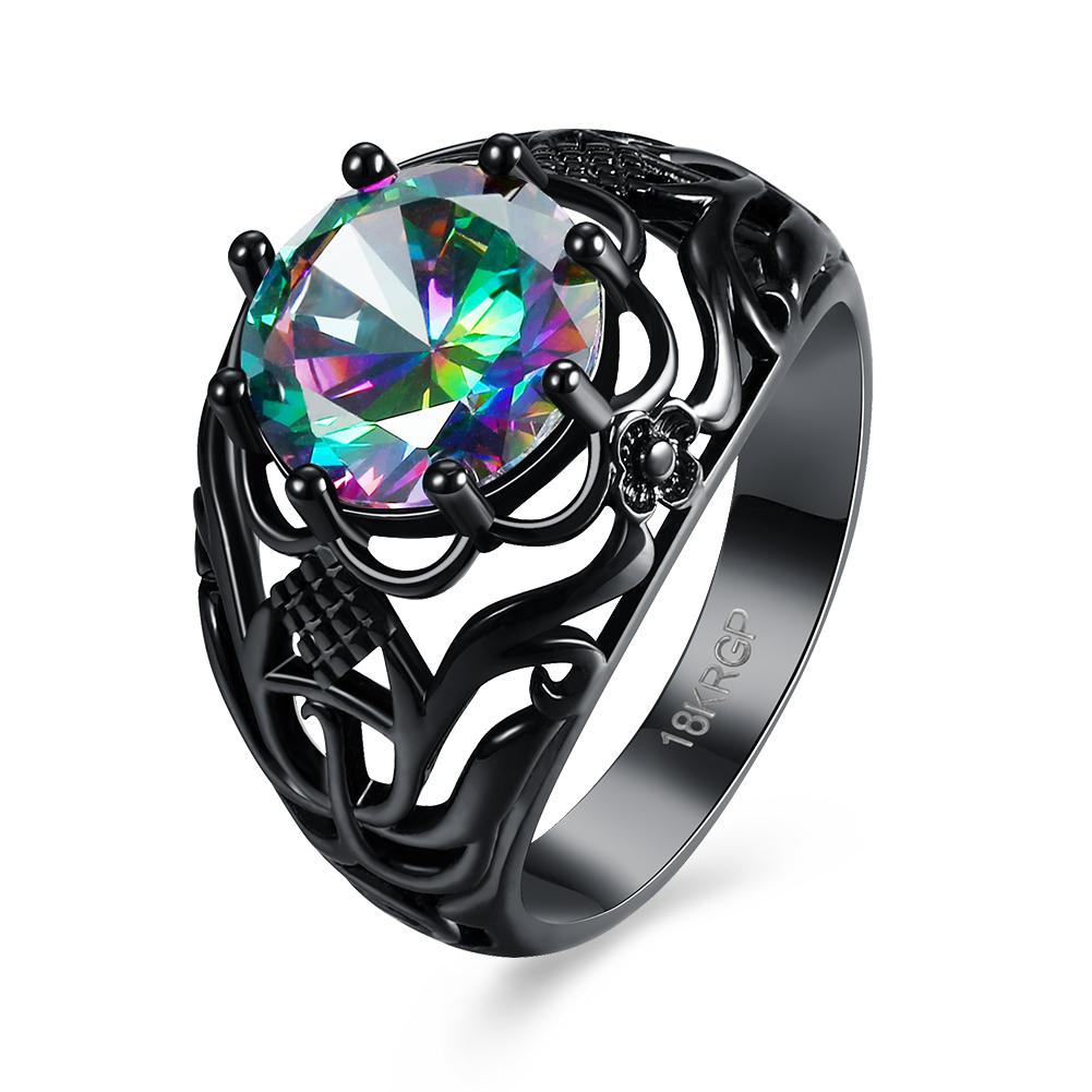 Pola ini dilubangi dengan cincin zircon berwarna-warni Wanita Aksesoris grosir PR874-D-8 LKN18KRGPR874