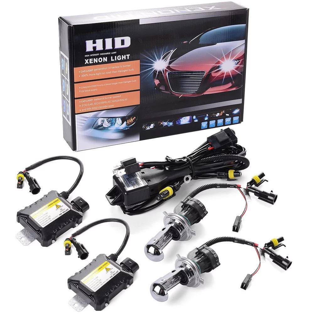 MA096 Lampu HID Mobil, 55W HID Xenon Headlight Lamp, Conversion Kit H4-3 6000K + Ballast + Kabel Yg Dibutuhkan. Tinggal Pasang