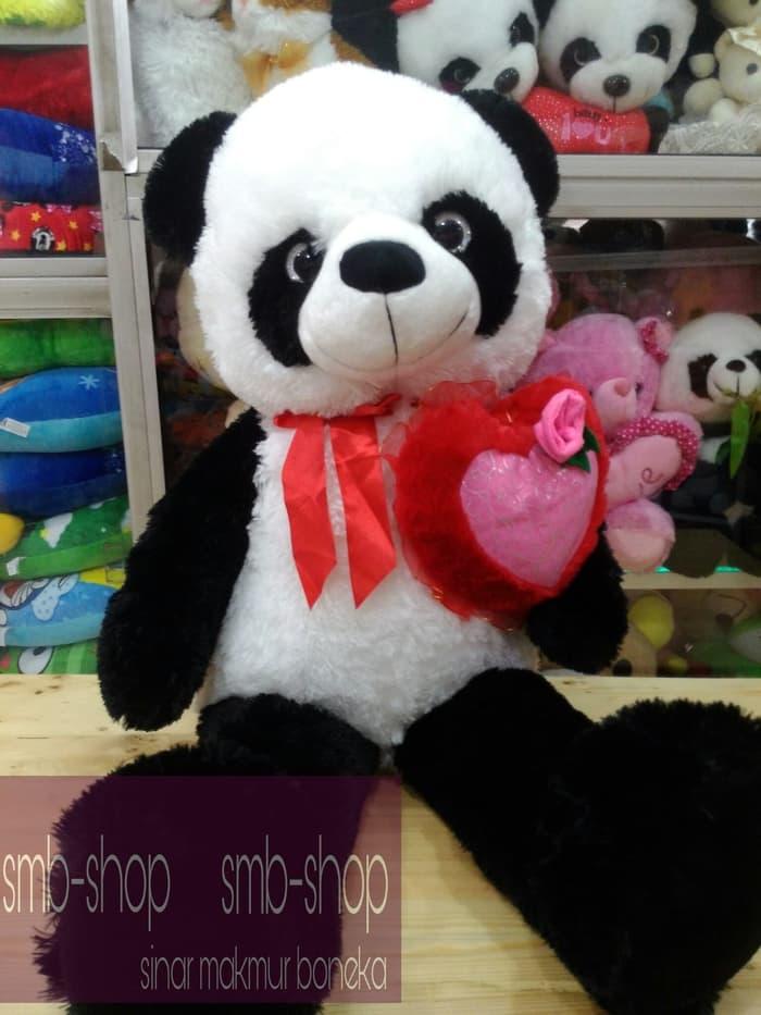 Boneka panda love with flower sweet panda