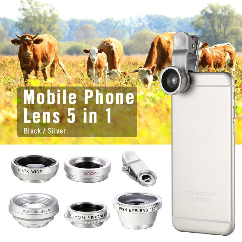XCSOURCE 5in1 Selfie Camera Mobile Cell Phone CPL 2.0X Tele Lens suit For Galaxy S5 DC648