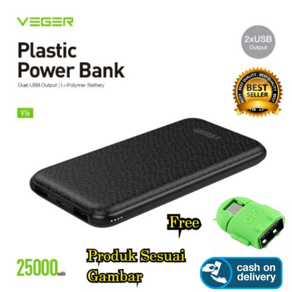 Powerbank Veger 25000maH Garansi 1tahun Free OTG Robot Android High Quality