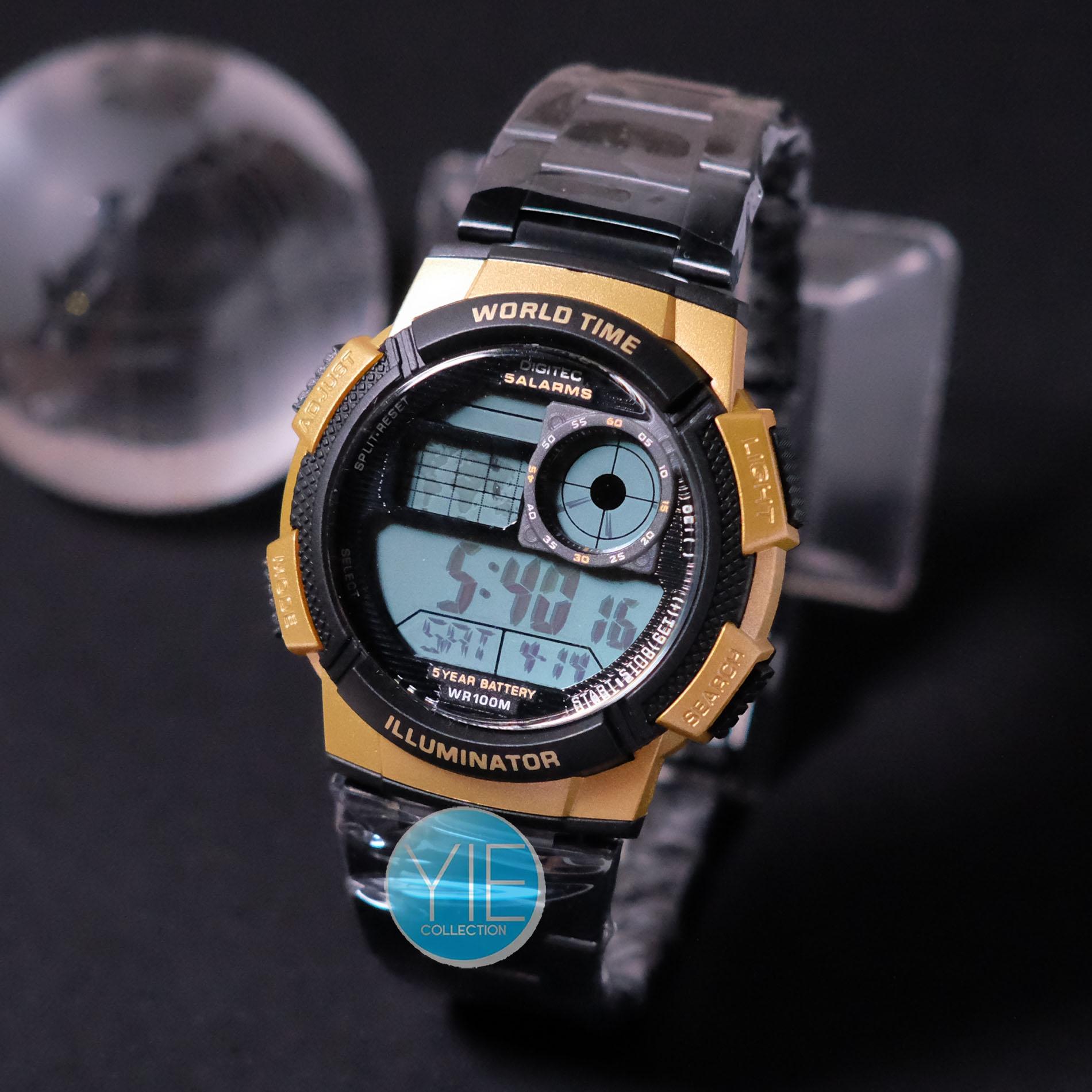 Beli Jam Tangan Pria Sport Army Digitec World Time Dual Display Dg Jam Tangan Pria Rantai Sport Army Digitec World Time Dual Display DG 3061 Original Tahan Air skmei
