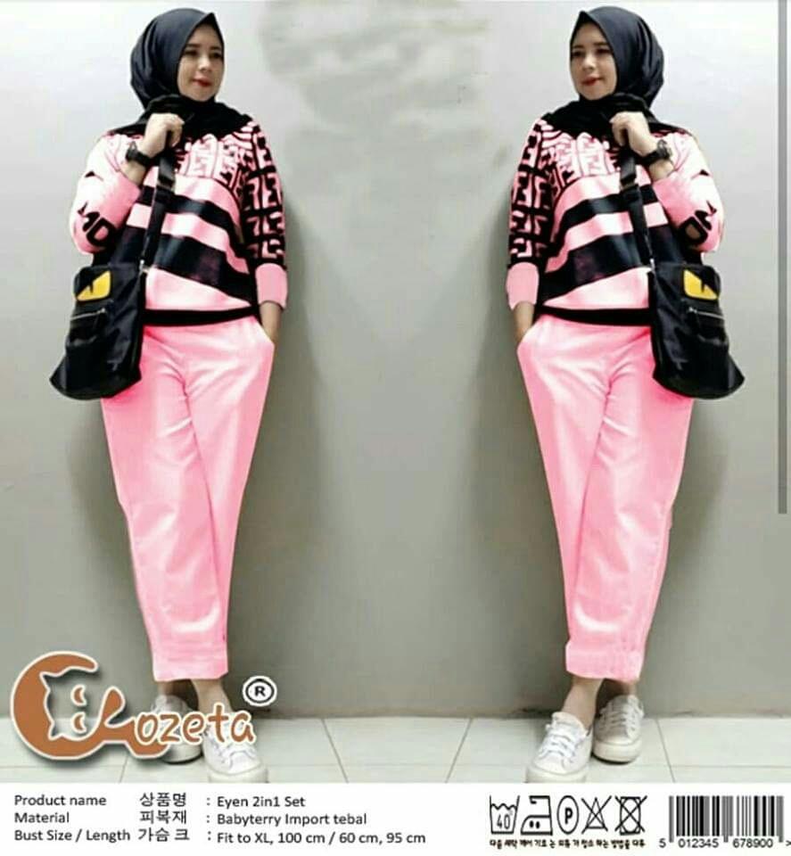 Tj-stelan wanita muslimah zahrin- harga sudah sepasang (atasan+celana)-fashion muslimah-stelan wanita hijab-ada beberapa variasi warna-fashion terlaris-harga murah-trendy fashion