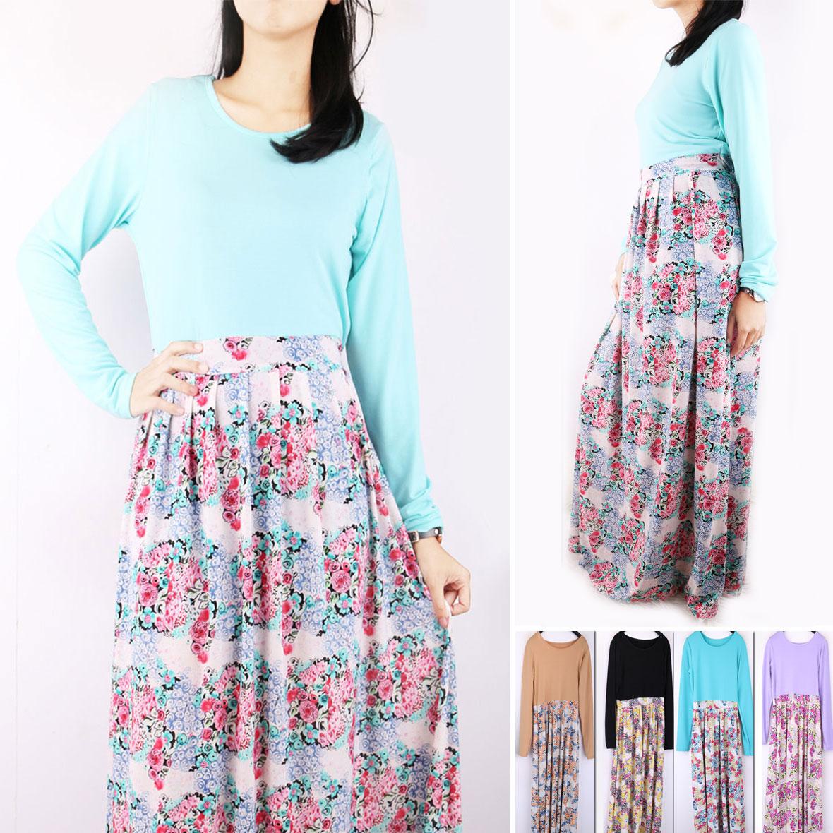 Oma Holley Fashion Calie Maxi Dress Simple Rok Bunga-bunga - Size M