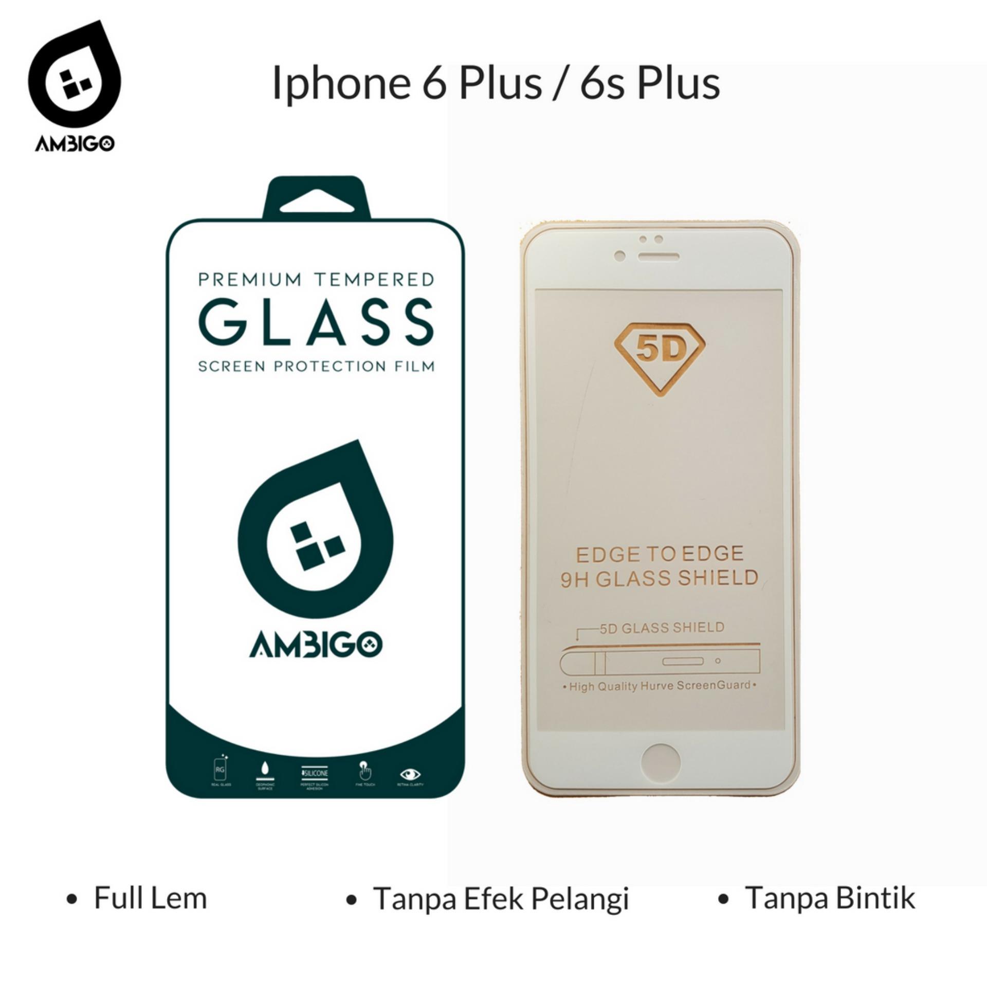 Accessories Hp Ambigo Tempered Glass 5D Full Cover Warna / Anti Gores Kaca Full Lem Untuk Iphone 6 Plus / 6s Plus - White