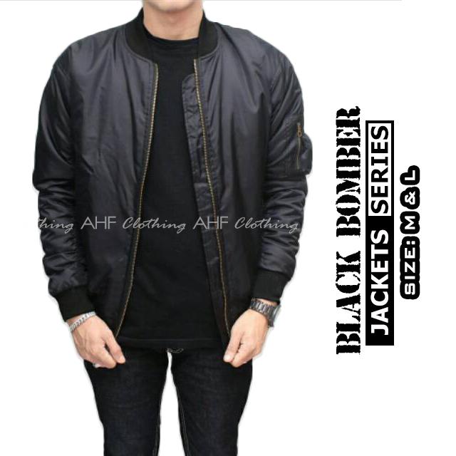 Jaket Bomber Polos - Hitam