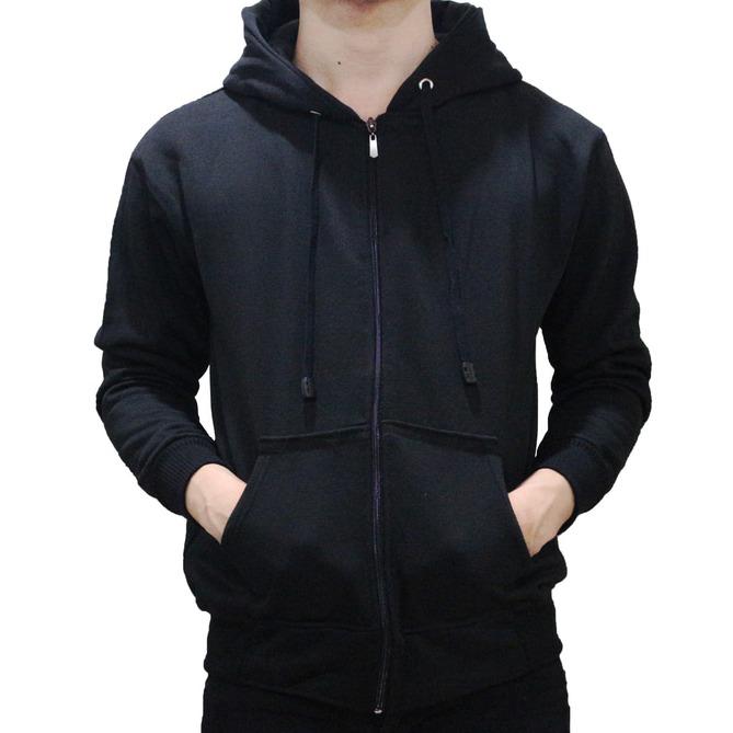 Jaket Sweater Hoodie Pria dan Wanita Zipper Polos Cotton Fleece Murah