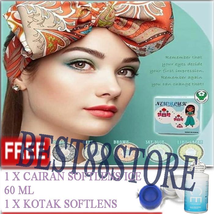 Softlens Newbluk Free Cairan Pembersih Softlens ICE 60 ml + Lenscase - Black Hitam