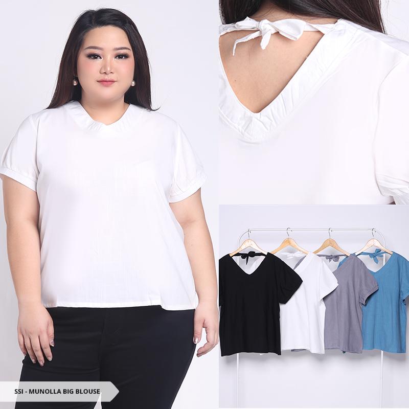 Munolla Plain V-neck Big Blouse-Broken White Munolla Plain V-neck Big Blouse-Broken White
