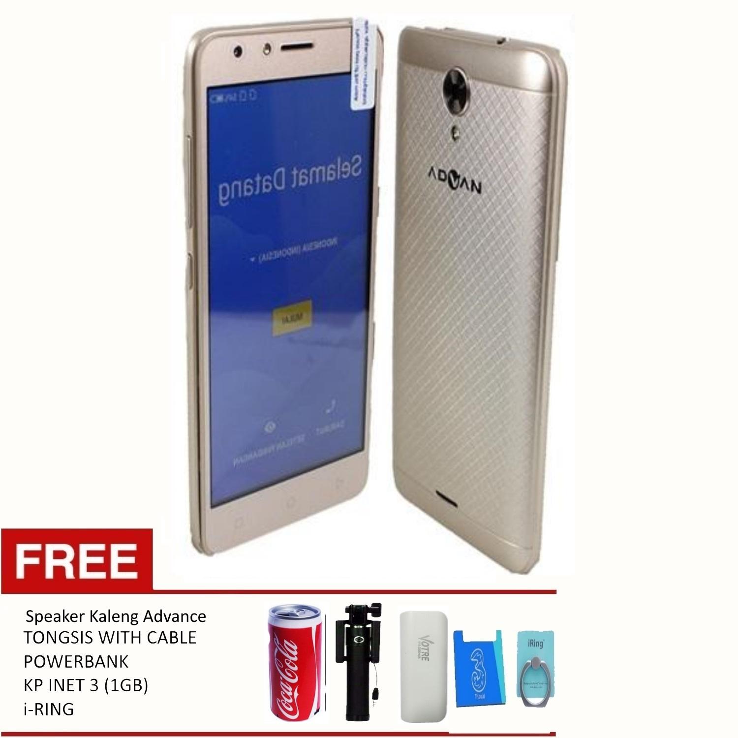 Advan S5E 4GS - 5 INCHI - RAM 2GB/ ROM 16GB - 4G LTE + Free Speaker Kaleng Advance, Tongsis, Powerbank, KP. Inet 3 (1GB) , i-Ring