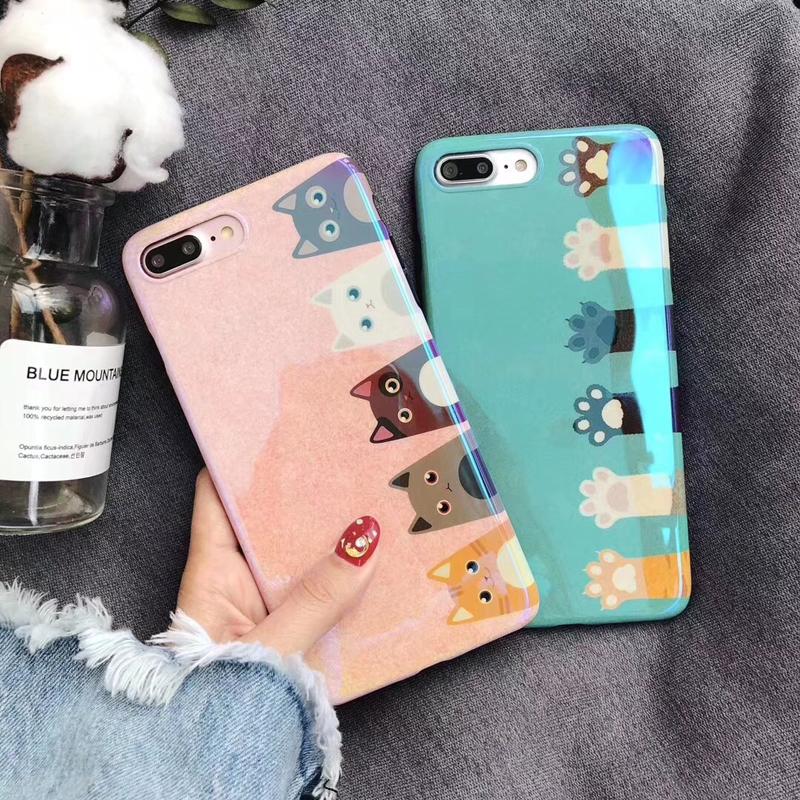 Trendi Selubung Ponsel Jepang atau Korea Selatan Laser Cahaya Biru iPhone