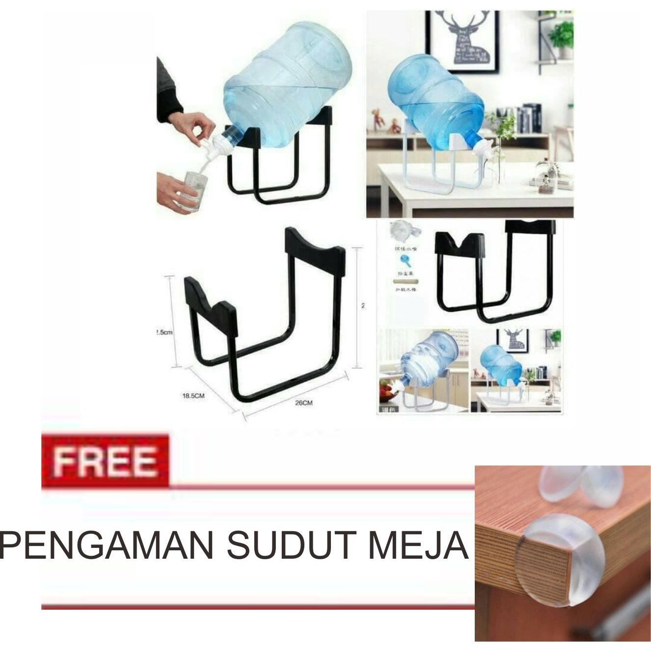 Lanjarjaya Rak Galon Tatakan Galon + Kran Air Galon / Dispenser Air Galon / Dispenser Minuman / Tatakan Aqua / Rak Besi Warna Random +PENGAMAN SIKU