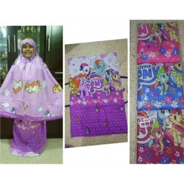 Mukena anak frozen dan little pony sajadah besar (m)