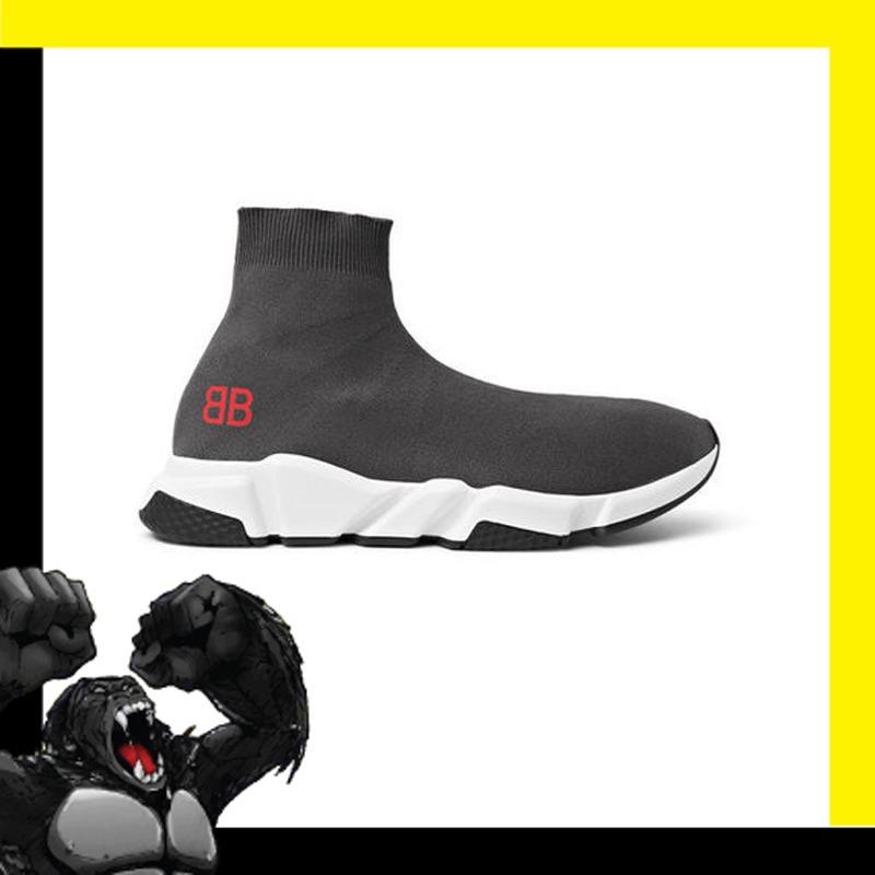 Sepatu Sneakers Balenciaga Speed Sock Stretch Knit Slip On Dark Grey