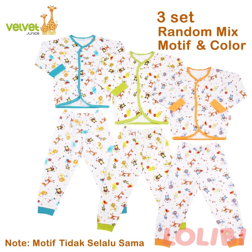 Velvet Junior Random Motif Baju + Celana Panjang L - 3 Pcs