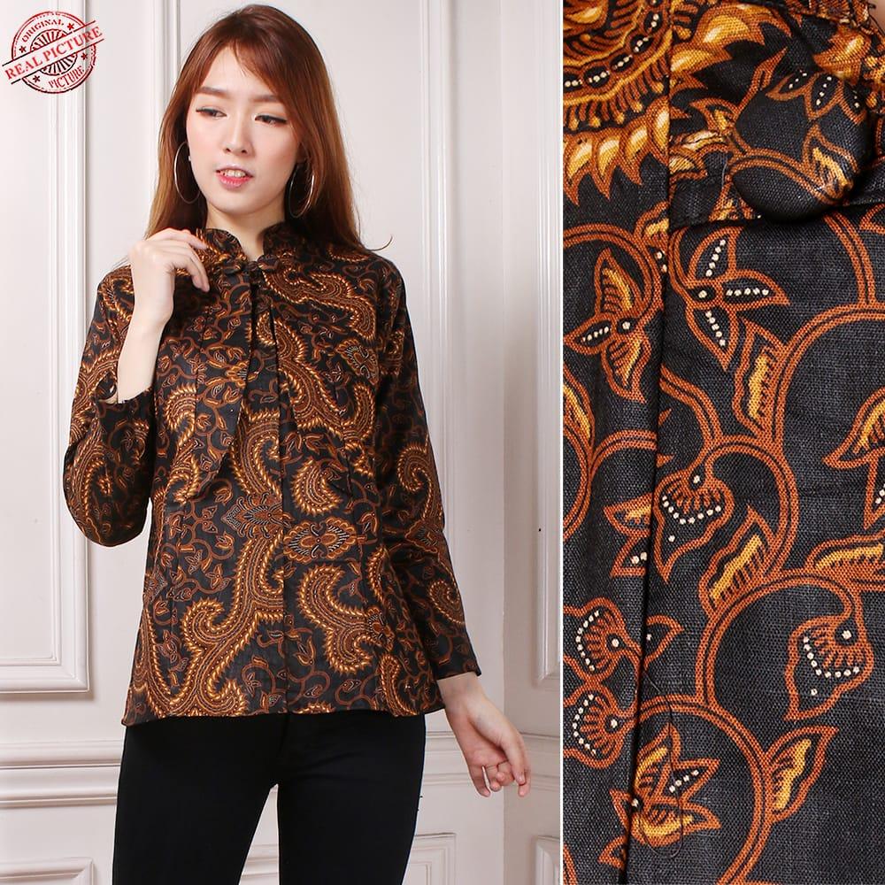 SB Collection Atasan Blouse Sally Kemeja Batik Lengan Panjang Wanita