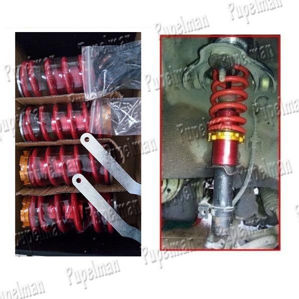 Genio Estilo Ferio Avanza Xenia City Civic Soluna Corolla CRV Timor Eterna Coilover EG EK Conversion KIT Adjustable Spring - Per EG EK Shock Sok Shockbreaker Shock Breaker Shok Genio Estilo Ferio Avanza Xenia City Civic Soluna Corolla CRV Timor Eterna