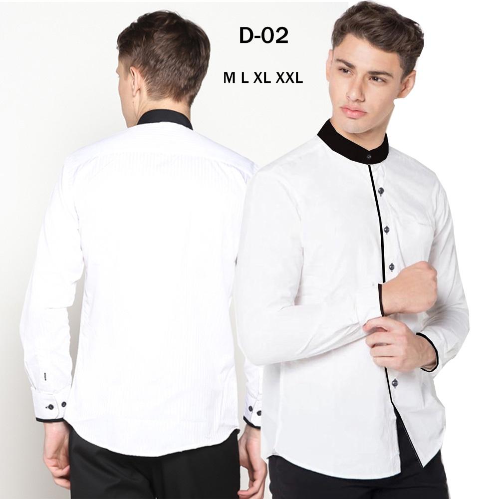 Kemeja Baju Koko Muslim Slimfit Tangan Panjang Putih