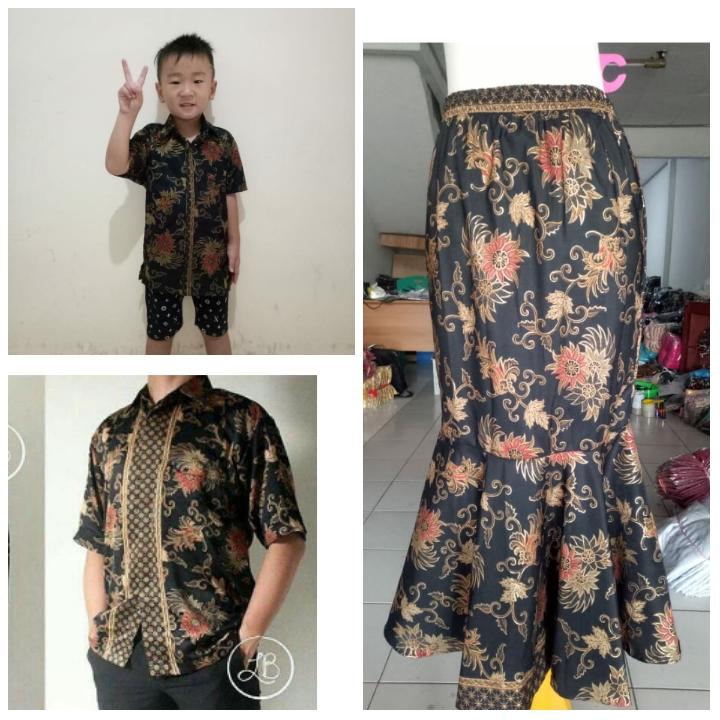 SB Collection Couple Family Ayu Rok Maxi Panjang Duyung Dan Kemeja Batik Anak Ayah