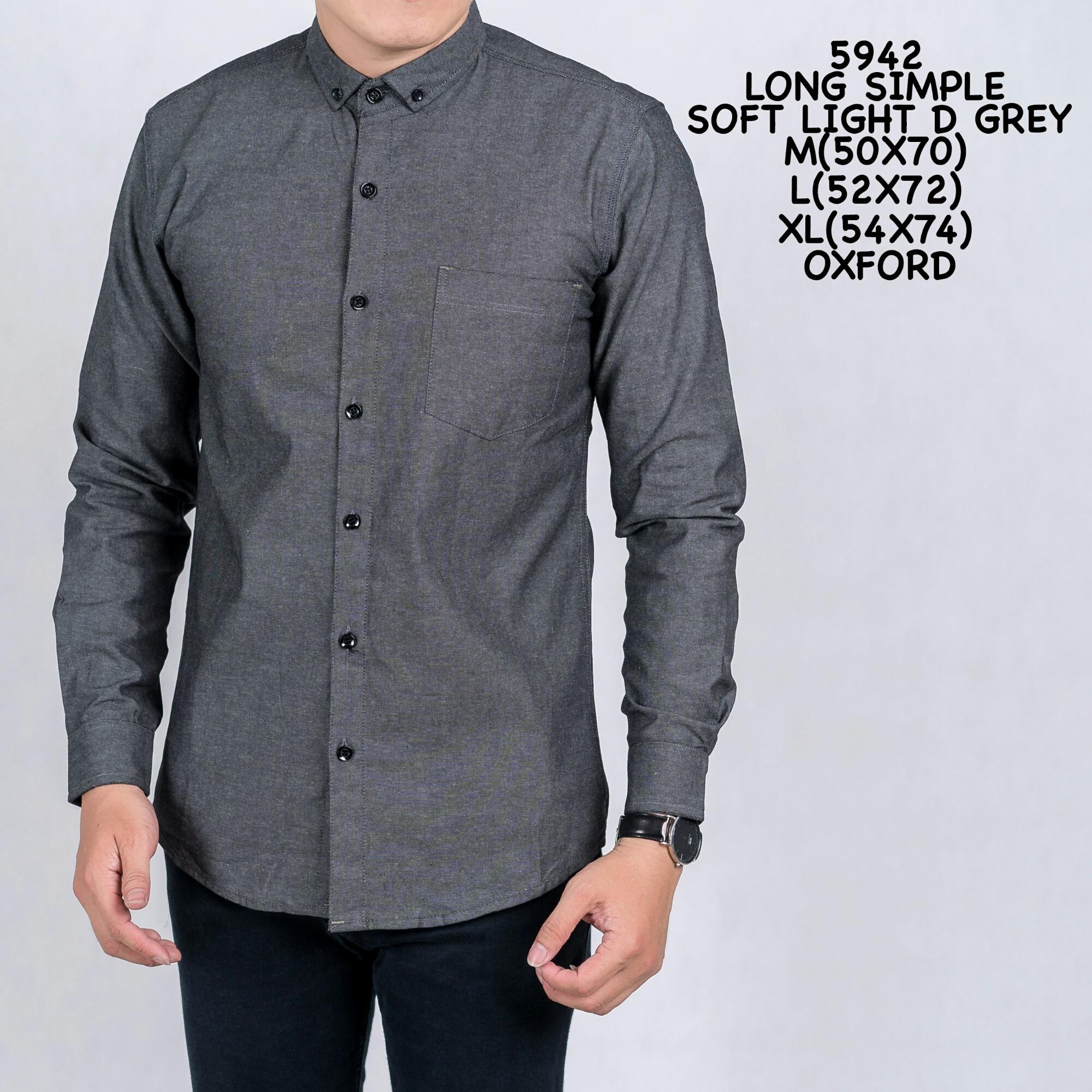 Kemeja Polos Kemeja Kantor Kemeja Kerja Kemeja Pria Kemeja Kasual Long Simple Soft Light D Grey 5942 Oxford Lengan Panjang