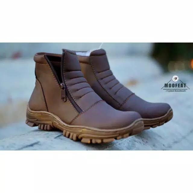 sepatu boot pria crocodile struts zipper sleting boots safety ujung besi work's tracking proyek