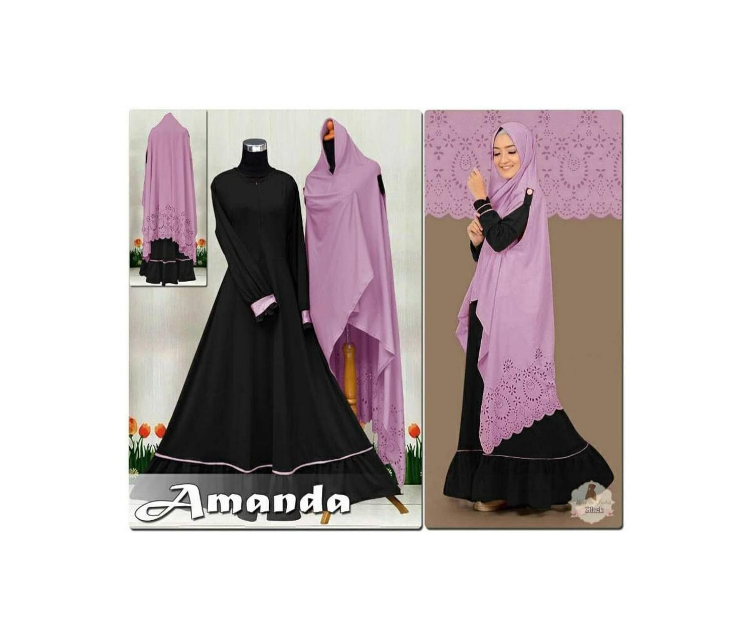 Gamis Syari Amanda Spandek Maxmara Black SALE