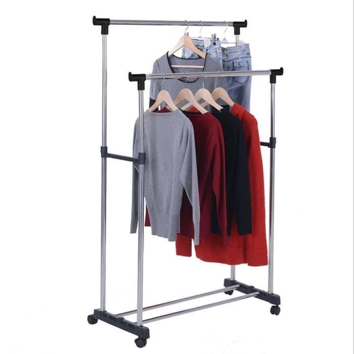 Double rak jemuran laundry multifungsi