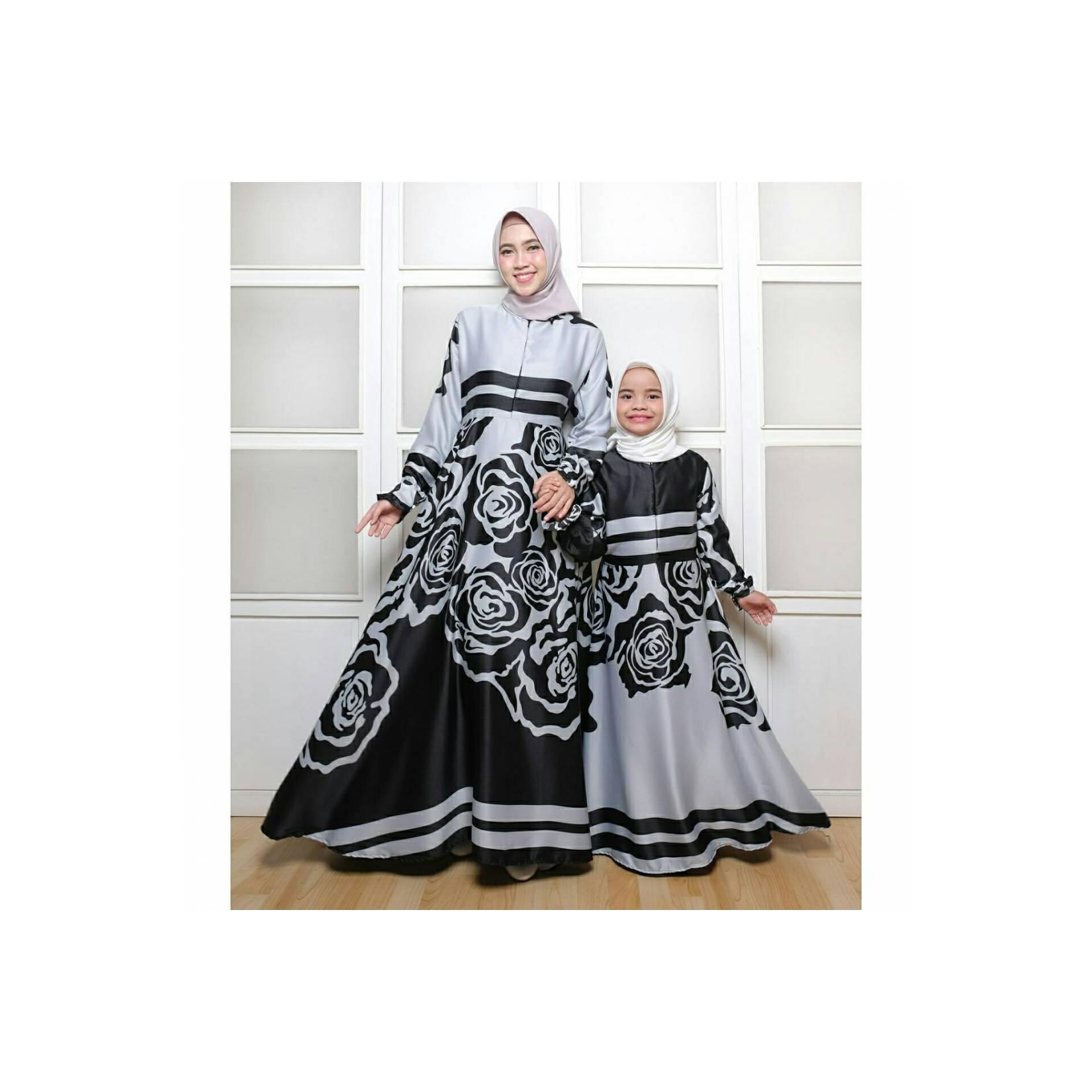 Couple gamis abaya syar'i ibu dan anak katun Jepang