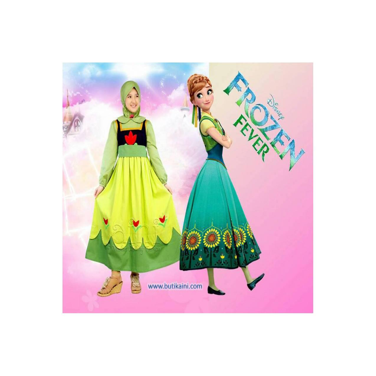 Set Busana Muslim Gamis Anak Aini 160203 Model Young Anna Frozen Kid