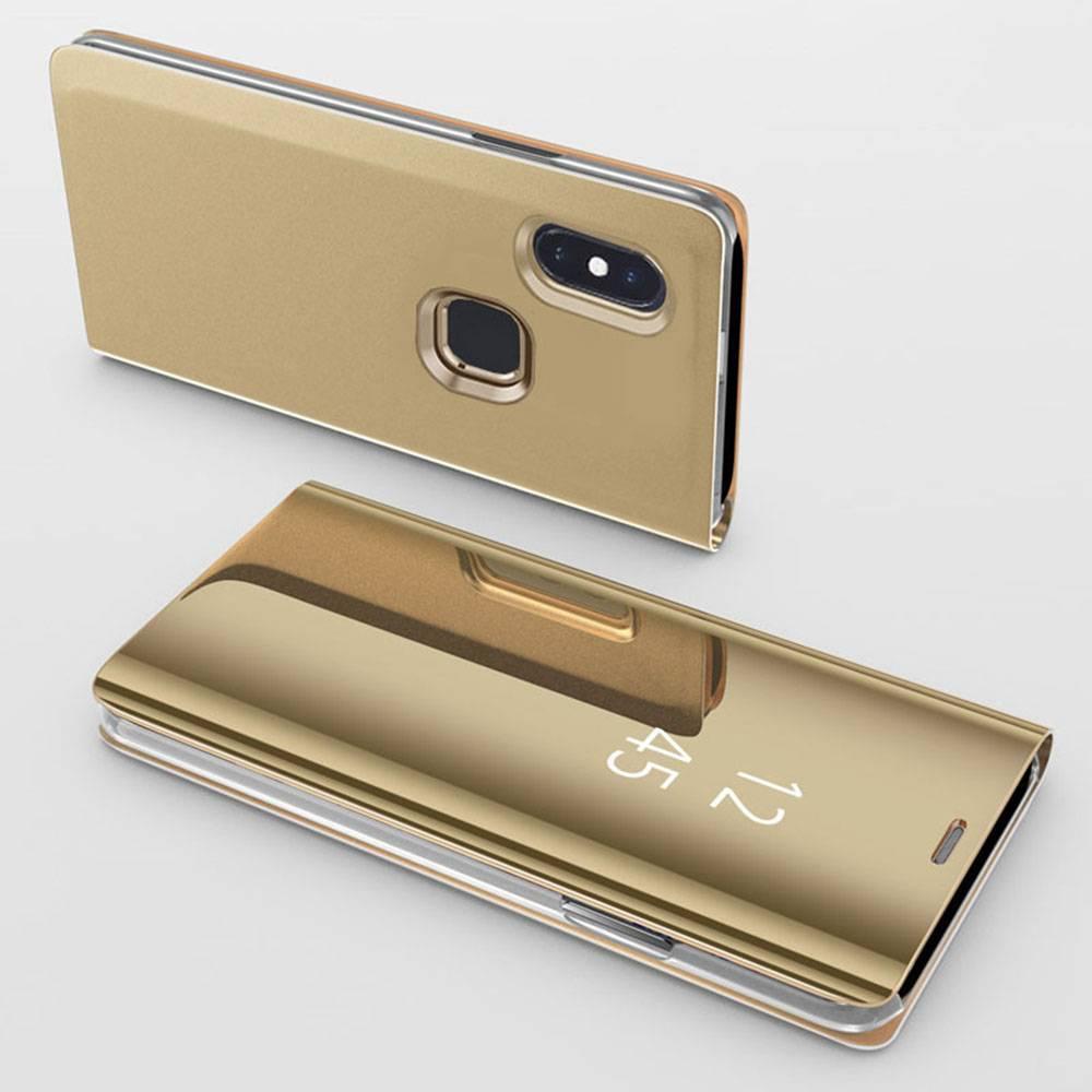Redmi Note 5 Flip Case, ruilean Cermin Plating Hard PC + PU Kulit Semi Transparan Berdiri Sarung Tampilan Pelindung untuk Xiaomi Redmi Note 5 Pro (Seperti ditampilkan)