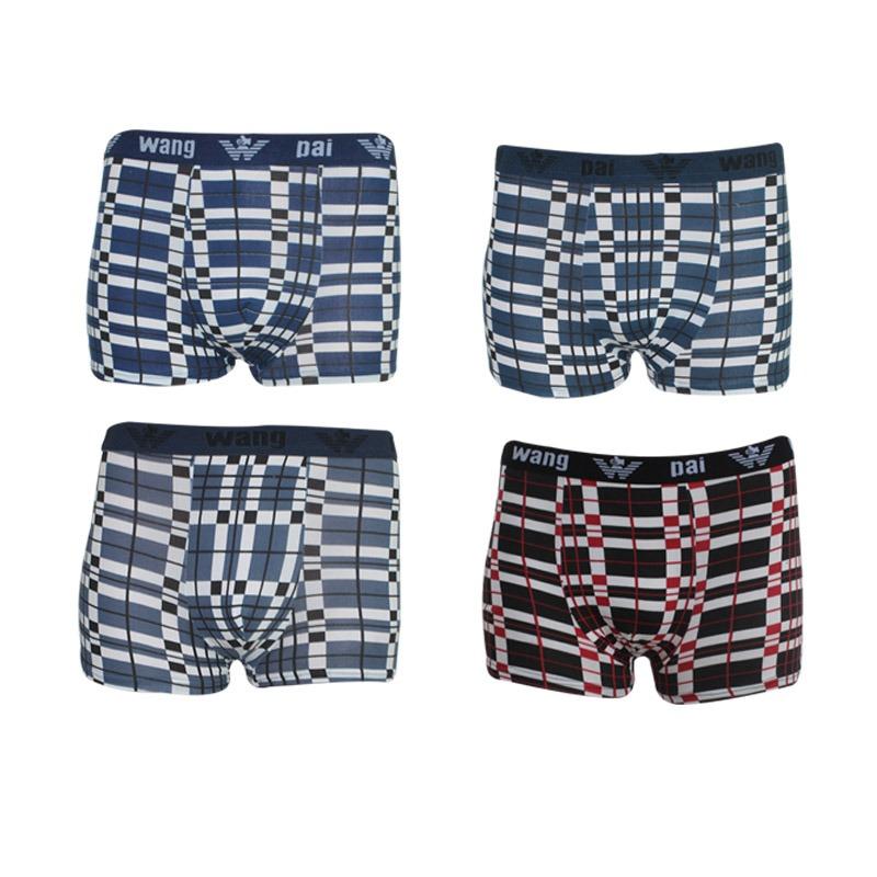 EELIC CDP-711 MERAH, ABU, BIRU, BIRU TUA 4 Pcs Celana Dalam Pria Boxer Kotak