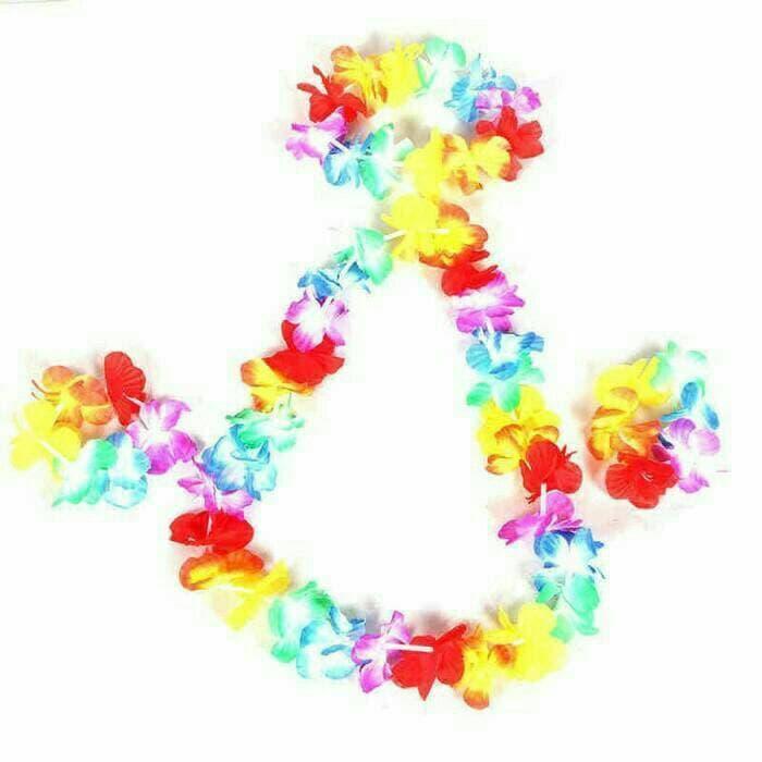Costum Pesta Acessories Kalung Bunga Kain Hawai Hula Lei