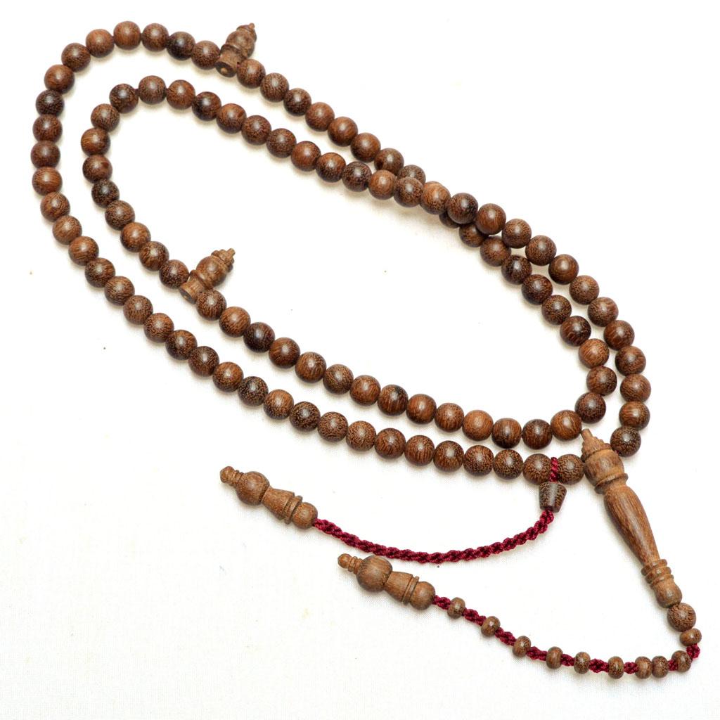 ICBEADS Tasbih Muslim Kayu Ulin Menang ASLI 08 mm-Cokelat