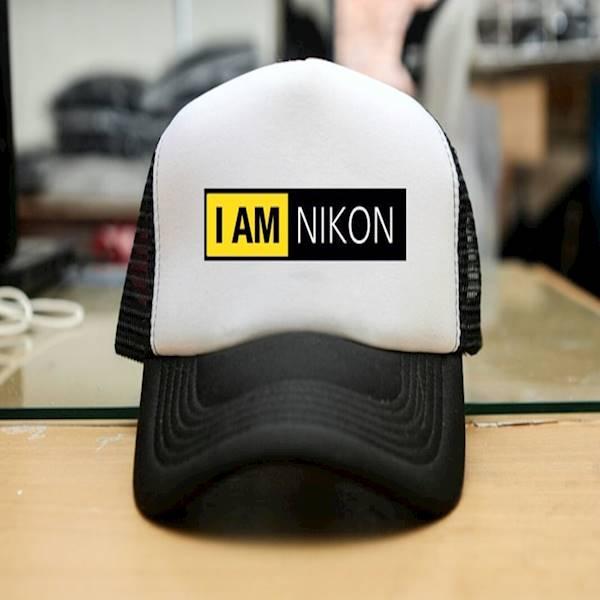TOPI TRUCKER IAM NIKON HITAM PUTIH