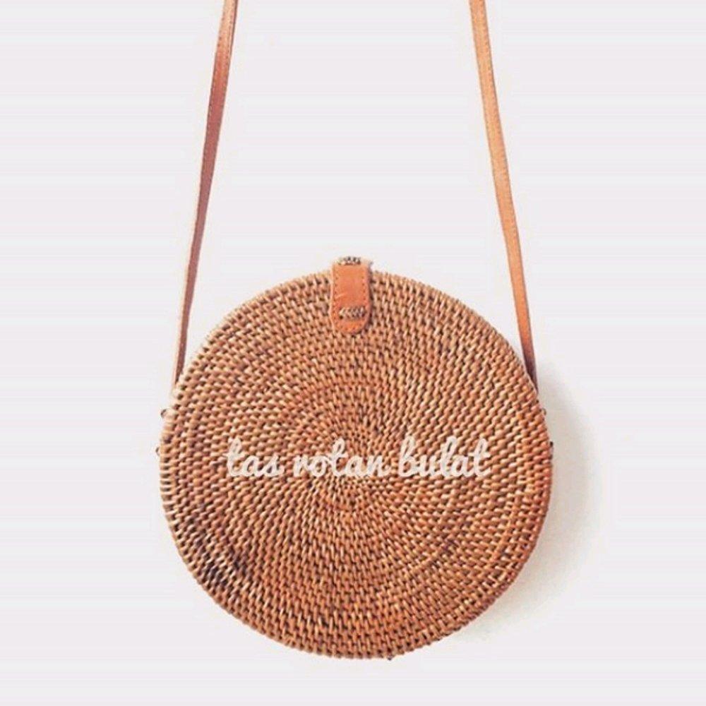 McZ Tas Rotan Bali KLIP/ Tas Bulat Polos KLIP / Round Rattan Bag/ Tas Raisa Full Ate KLIP - Diameter 15 cm