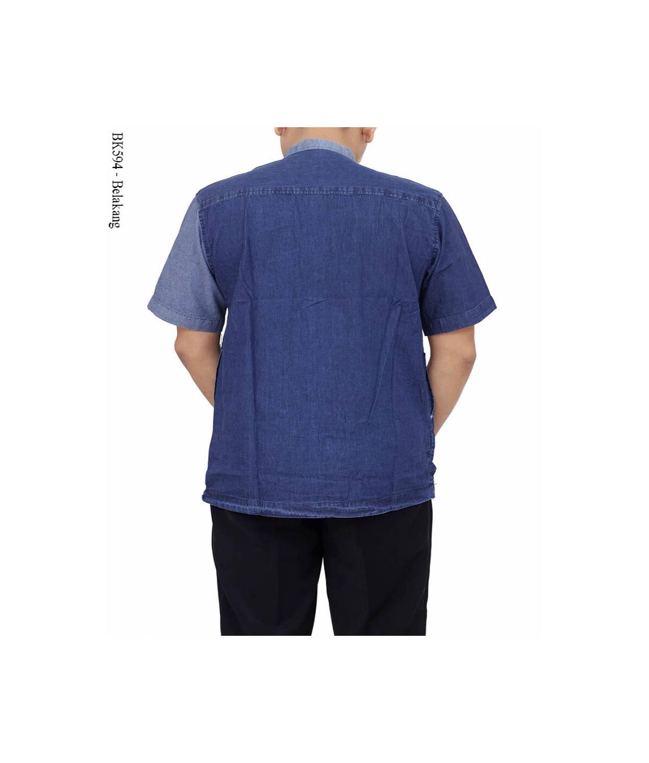 baju koko albatar jeans/kemeja koko jaens/baju koko albatar/koko jae S