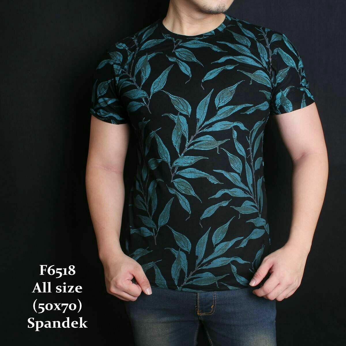 Kaos Tshirt Casual Pria Batik Tea Leaf Black