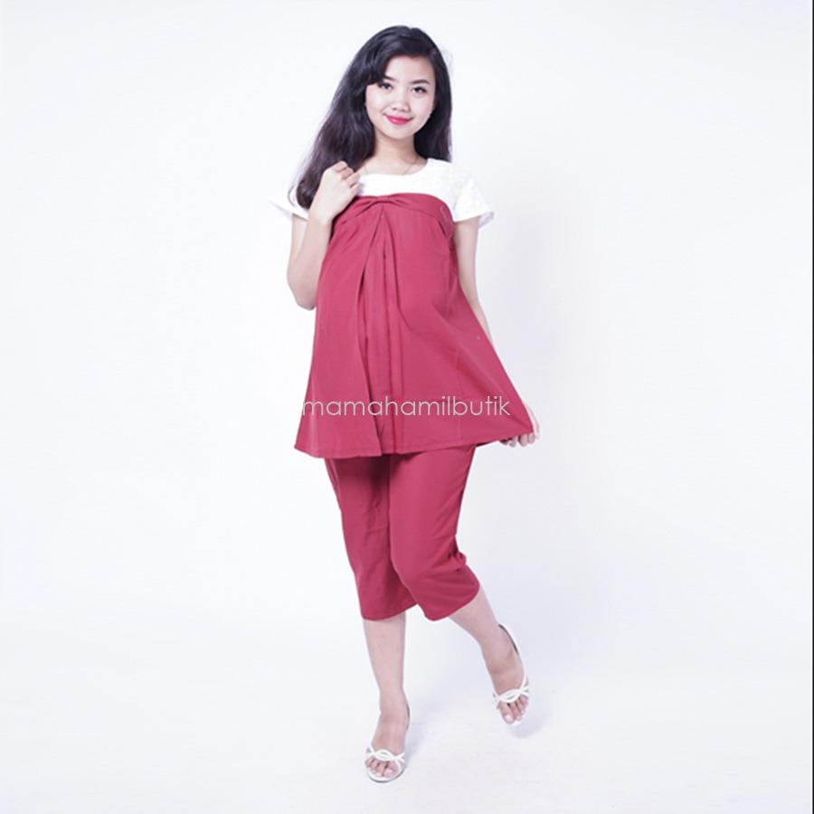 Mama Hami Setelan Hamil Menyusui Renda Dian / Baju JUMBO / BIG SIZE / Atasan Hamil / Kemeja Hamil / Kemeja / Baju Murah / Celana Hamil / Ibu Hamil Menyusui / Baju Hamil Kantor .
