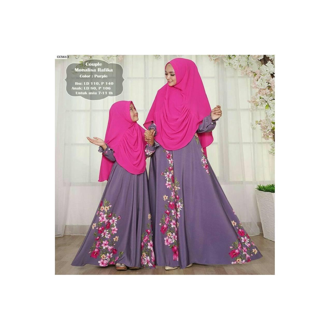 baju muslim Couple Mom And Kid Monalusa Rafika(Ungu)