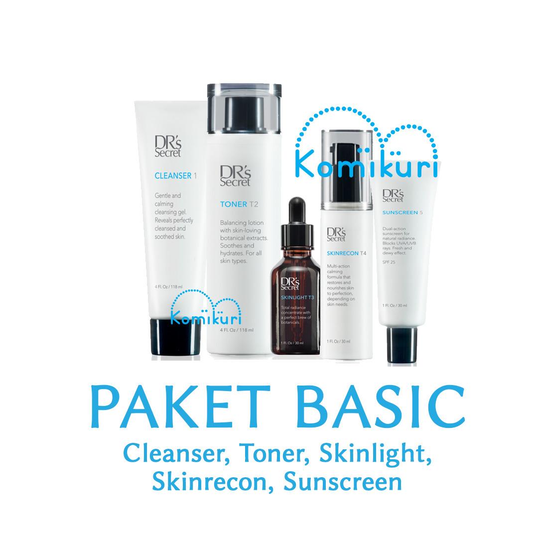 DR's Secret Paket Basic SPF Normal, DR Secret Paket Perawatan Wajah Terkini untuk Perawatan dan Tampil Cantik Tanpa Bedak atau Make Up. Membantu Memudakan, Mencerahkan, Menghilangkan Jerawat dan Bekas Jerawat, Mengurangi Kerutan Halus, Melindungi dari UV.